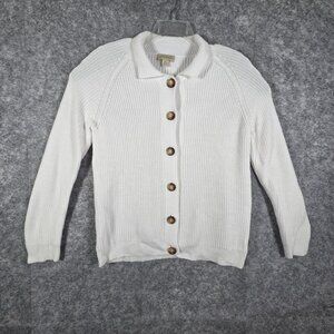 Appleseed's Women's Button Up Knit Cardigan Sweater White Size M Costal Grandma